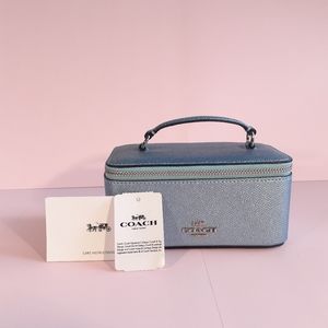 COACH Jewelry Mini Case Leather Metallic Sky Blue